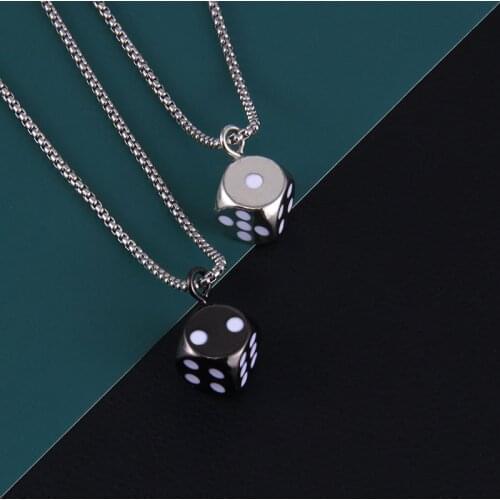 WANGAIYAO new trend fun personality male and female couple dice necklace niche design sense Harajuku punk style square dice pend