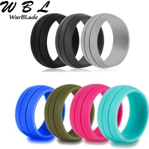 New 8pcs/set Food Grade FDA Silicone Rings For Men Wedding Rubber Bands Hypoallergenic Flexible Sports Silicone Finger Ring WBL