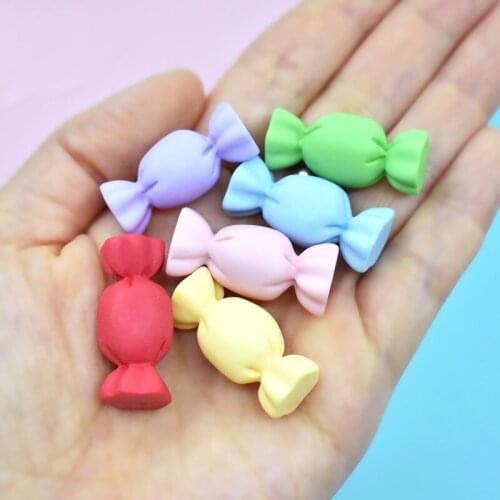 Pastel Colors Food Sweet Candy Resin Cabochons Embellishments Scrapbooking DIY Ornament Accessories Cameo Patch 10pcs 29*13*13mm