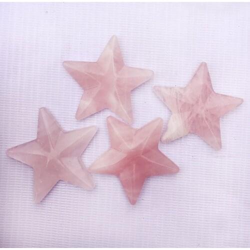 Natural Rose Quartz Pentagram Pendant Hand Carved Quartz Crystal Pentagram Necklace Reiki Healing Crystal Stone DIY Jewelry Gift