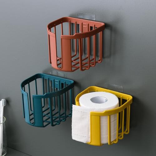 Punch-free Toilet Paper Shelf Bathroom Kitchen Tissue Box Wall-mounted Sticker Storage Box Toilet Paper Holder Roll Paper