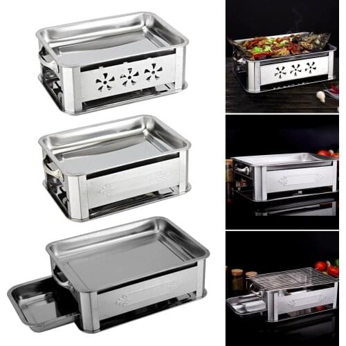 Portable Stainless Steel BBQ Grill Non-stick Surface Barbecue Plate Grill Outdoor Camping Home Picnic Tool