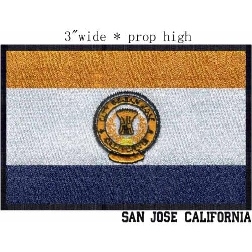 San Jose, California USA Flag 3"wide embroidery patch for eagle/ribbon embroidery cushion/american apparel