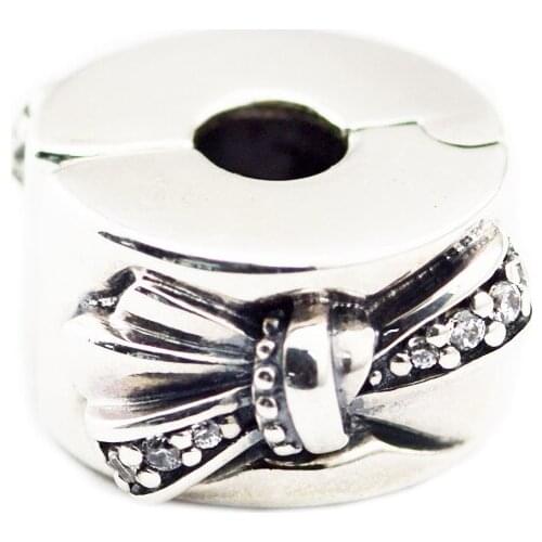 Shining Bow Clip Charm DIY Jewelry Making Fits Original 925 Sterling Silver Bracelets For Woman Beads For Jewelry Making Charms