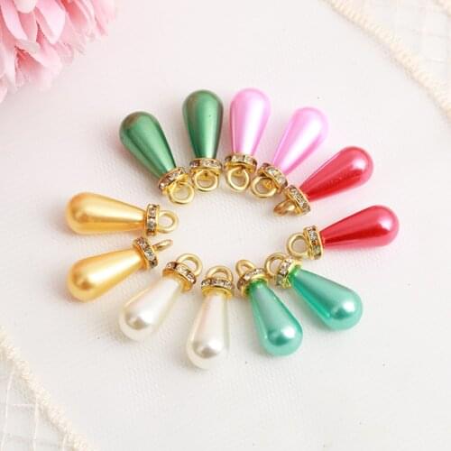 Mix Colors Teardrop Pearl Pendant Ivory Rhinestone Beads DIY Sewing White Ivory Teardrop Rhinestone For Finding Accessories