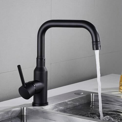 Kitchen Faucet Black/Nickel/Chrome Brass Bathroom Sink Faucet Single Handle High Arch Swivel Spout Kitchen Deck Vessel Mixer Tap