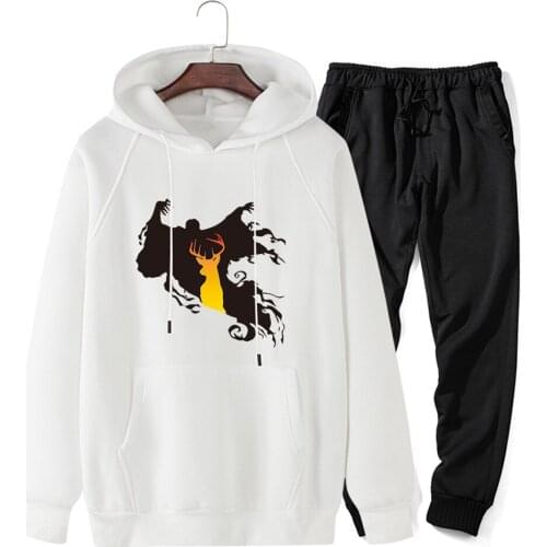 Sets Tracksuit Men Autumn Winter Hooded Sweatshirt Drawstring Outfit Sportswear 2021 Male Suit Pullover Two Piece Set Casual