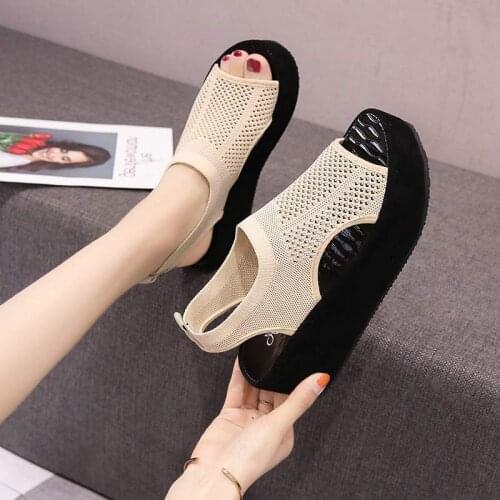 Increasing Height shoes Sandals Straps Slip-on Loafers Summer Womens Clear Heels Flat Platform Female Shoe Clogs Wedge