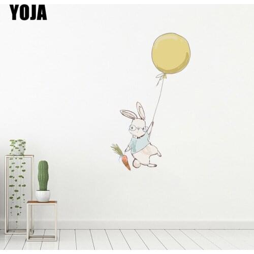 YOJA 22×59.3CM Watercolor Bunny Balloon Creative Bedroom Wall Stickers Home Room Decoration 8WS0393