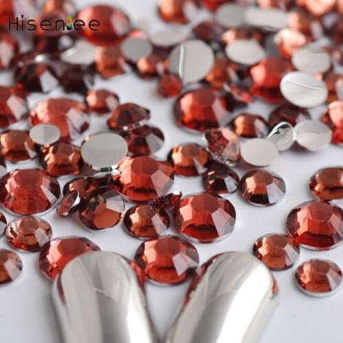 High Quality Fashion 2000PCS/Bag Classic Charm Red Coffee Color Flat Round Surface Resin Design DIY Gorgeous Nail Art Rhinestone