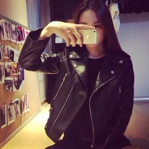 Kpop Seo Yea Ji IU Lee Ji Eun Women Slim Jackets Black casual Pu Leather Jacket female korean casual streetwear Jacket Coat