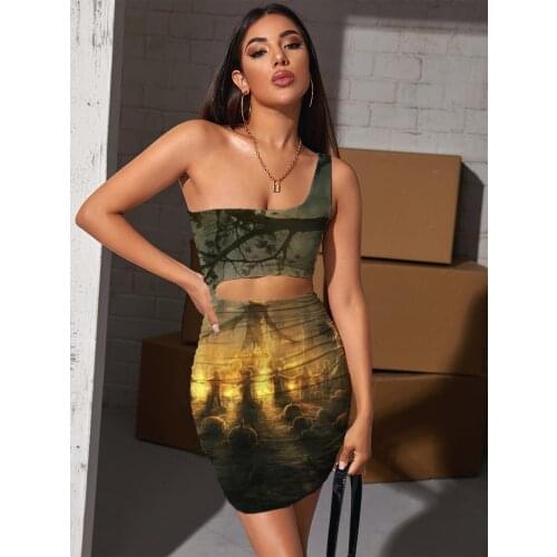 Giyu Brand Halloween Dress Women Pumpkin Bodycon Dress Bat 3d Print Tree Pleating Womens Clothing Mini Evening Short