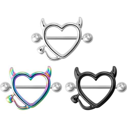 1 Pair Stainless Steel Breast Piercing Jewelry Heart Nipple Piercing Bar Nipple Rings Shield Cover Barbell Sexy Piercings