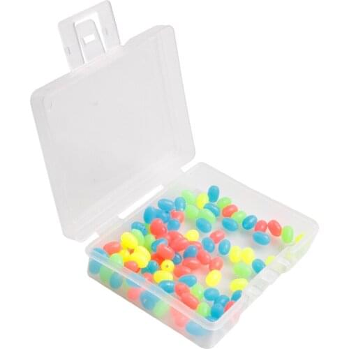 100pcs/Box Oval Soft Rubber Luminous/colour Fishing Beads Anti collision bean 4-6mm For Treble Hook lures bait Rigs Accessories