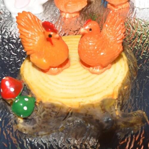 2pcs Miniature Cock Hen Artifical Resin Chicken Micro Landscape Bonsai Plant Decorations DIY Fairy Garden Accessories