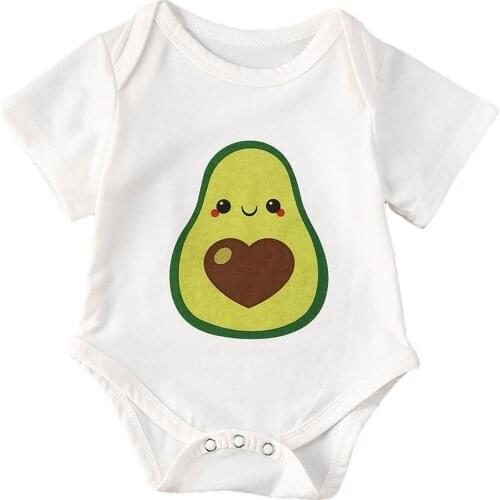 2020 Summer Newborn Baby Boys Girls Toddler Funny Rompers Short Sleeve Cartoon Avocado Print Jumpsuit Cute Infant Clothes Outfit