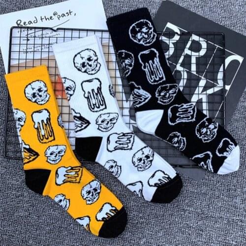 DONG AI 3 Pairs Fashion Socks Death Skull Cotton Sock Personalized men and Womens Socks Cool Casual Socks Meias Unisex