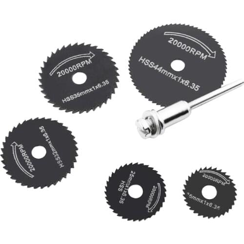 6pcs HSS Drill Saws Mini Circular Saw Blade For Woodworking Cutting For Rotary Tools Power Tools Metal Cutting Mandrel set