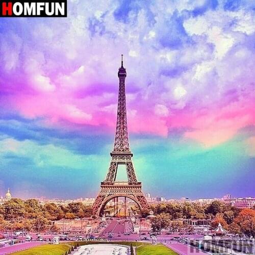 HOMFUN 5D DIY Diamond Painting Full Square/Round Drill "Tower scenery" 3D Embroidery Cross Stitch gift Home Decor A09984