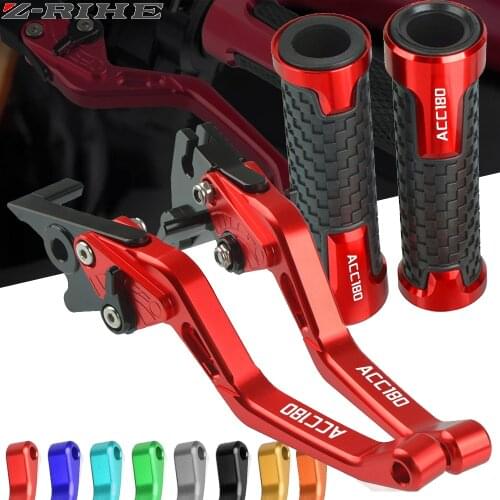 FOR KYMCO ACC180 ACC 180 all years Motorcycle CNC aluminum Adjustable Foldable Brake Clutch Lever Handle Grips With ACC180 logo
