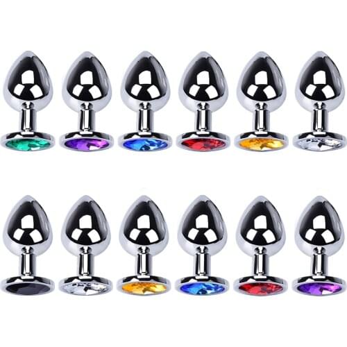 Anal Plug Sex Toys For Couple Adults Stainless Smooth Steel Dildo Butt Plug Tail Crystal Jewelry Trainer