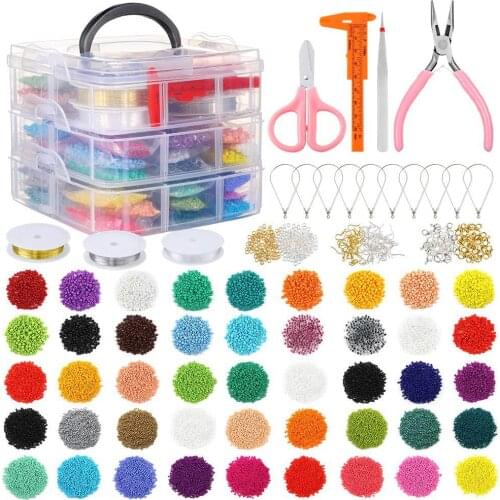 Large Jewellery Making Starter Kit 2mm 3mm 4mm Small Round Glass Seed Beads Mix Inc Tools Findings,Beads Wholesale
