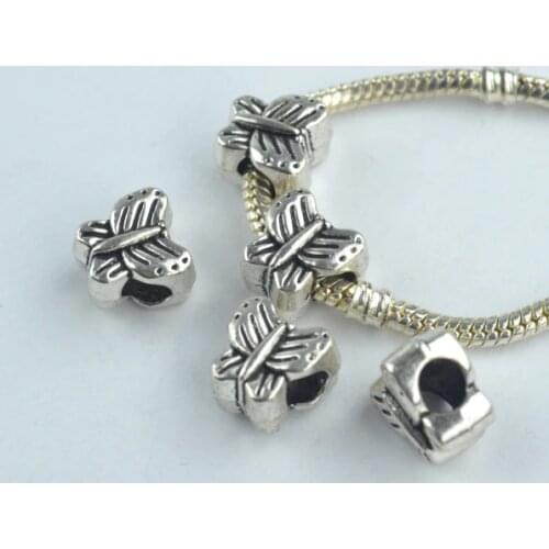 10 pcs alloy beads butterfly charm tibetan silver diy beads for European bracelet jewelry making 1831