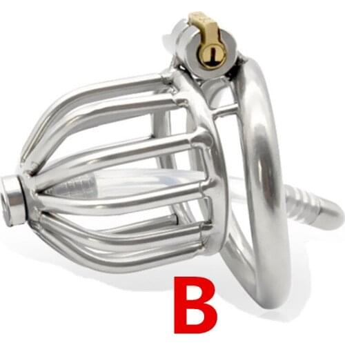 CBT Toy Cb600s Male Chastity Cage Stainless Steel Cock Cages Chastity Devices with Soft Catheter Penis Lock Bondage Sex Toy G181