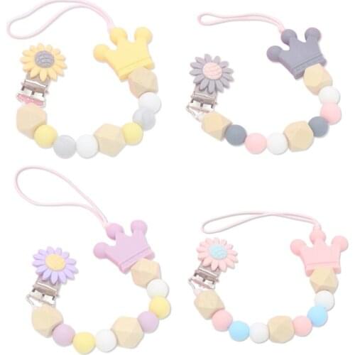 New Sunflower Baby Pacifier Clips Chain Silicone Holder Soother Pacifier Clip Leash Strap Nipple Holder For Infant Nipple Bottle