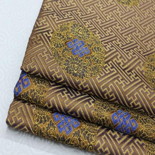 CF114 1yard Coffee Silk Fabric Chinese Style Brocade Jacquard Fabric For Men Dress Fabric DIY Fabric For Chinese Dress Clothing