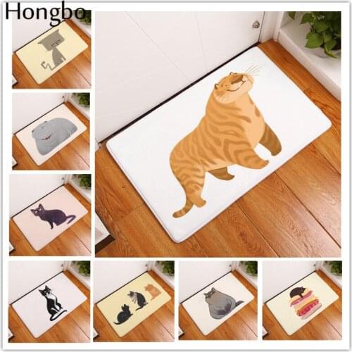 Hongbo Welcome Home Mat Yoga Cartoon Rounded Cute Cat Sleeping Kitten Doormat for Entrance Door Bedroom Mats Rugs