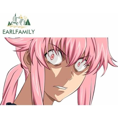 EARLFAMILY 13cm x 7.4cm For Mirai Nikki Motorcycle Car Stickers Sunscreen Decal Car Accessories Vinyl Material Suitable for VAN