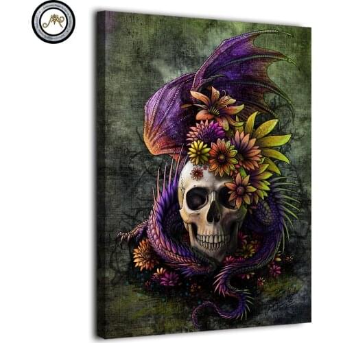 HD printed 1 panel canvas painting abstract flowery skull by Sunima Art wall pictures for living room posters and prints artwork