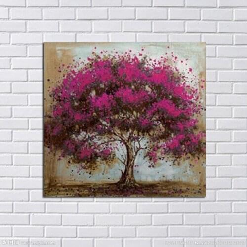 Hand Made Canvas Oil Painting Purple Flower Tree Oil Painting Abstract Modern Canvas Wall Art Living Room Decor Picture