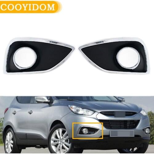 Chrome Front Fog Light Trim Cover Fog Lamp Bonnet Cover Light Fog Light Frame cover trim For Hyundai IX35 2010-2012 333546399807