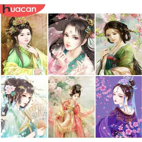 HUACAN Full Square/Round Diamond Painting Portrait Diamond Embroidery Sale Girl Pictures Of Rhinestones Mosaic Decortion