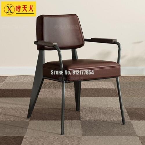 Computer Chair Industrial Style Conference Chair Iron Art Office Chair Household Simple Backrest Armrest Single Leisure Chair