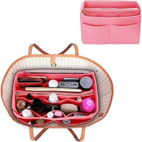 Cosmetic Bags with zipper,Make up Organizer Insert Bag For Handbag,Travel Portable Felt Bag Inner Purse Fits in Speedy Neverfull