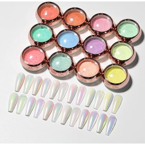 Multi-Color Holographic Nail Powder Chrome Laser Mirror Glitter Design Nail Art Pigment Rub Dust Flakes Decorations Brush Manicu
