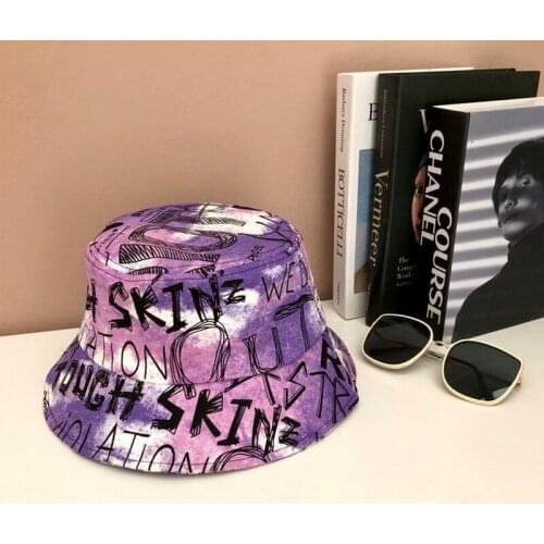 Fashion Personality Tie-dye Graffiti Bucket Hat Women Summer Casual Streetware Sun Hat Big Brim Foldable Beach Fisherman Hats