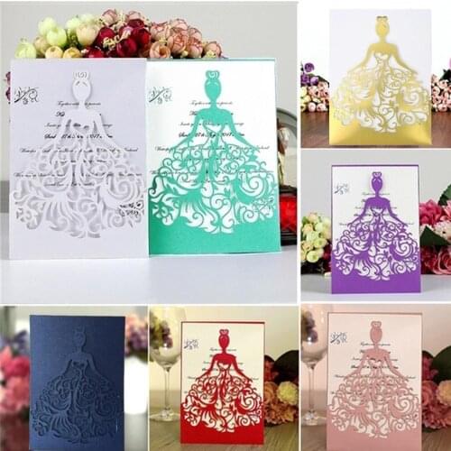 Fashion Laser Cut Wedding Invitations Envelope Custom Gift For Guests Birthday Bridal Baby Shower Party Supplies Invitation Card