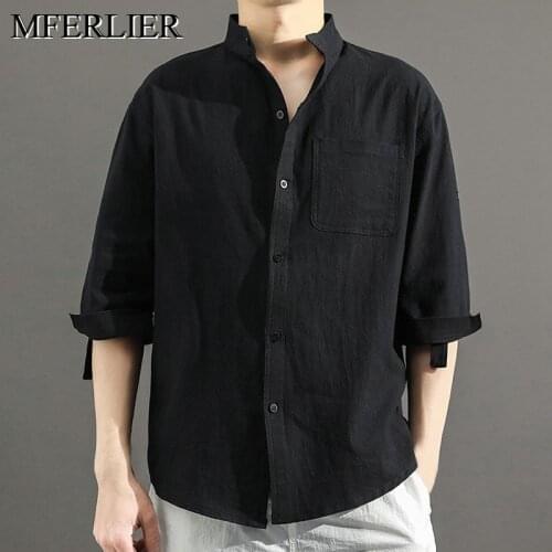 Summer men shirts 5XL 6XL 7XL Bust 136cm cotton linen Plus size shirt men