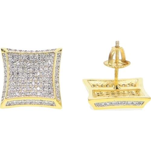 Gold silver color two tone top quality Sparking Cool boy men big gold color screwback stunning cz earring