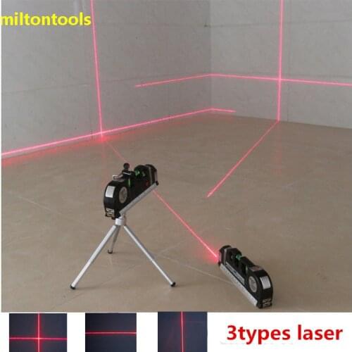 4 in 1 Accurate Multipurpose Laser Level Lever with Tripod Cross Projects Horizontal Vertical Laser Light Beam Measure Tape