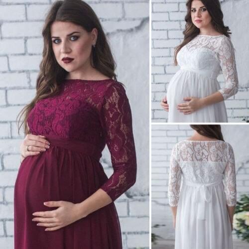 US Stock 2018 New Fashion Hot Popular Sexy Maternity Maxi Gown Photography Photo Fancy Lace Maternity Wrist Dresses
