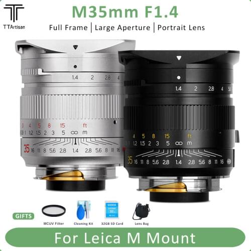 TTArtisan 35mm F1.4 Full Fame Lens for Leica M-Mount Cameras Like Leica M240 M3 M6 M7 M8 M9 M9p M10 Lens Large Aperture Portrait