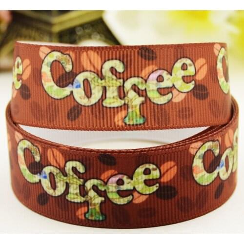 22mm 25mm 38mm 75mm Coffee Cartoon printed Grosgrain Ribbon party decoration 10 Yards X-03137