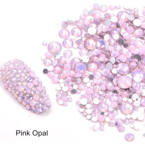 Pink Opal ss6 ss8 ss10 ss12 ss20 ss30 3D Nail Rhinestones Flatback Glass Strass Non HotFix Rhinestone For DIY Nails H0008