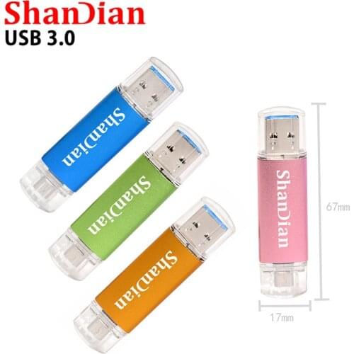 SHANDIANPendrive OTG USB Flash Drive cle usb 3.0 stick 64G otg pen drive 4G 8G 16G 32G 128GBstorage devices
