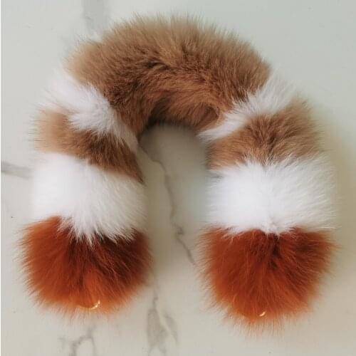 55cm Replacement Bag Strap Genuine Real Fox Fur Handbag Shoulder Straps Handle For Women Purse Belts Winter Accessories R25